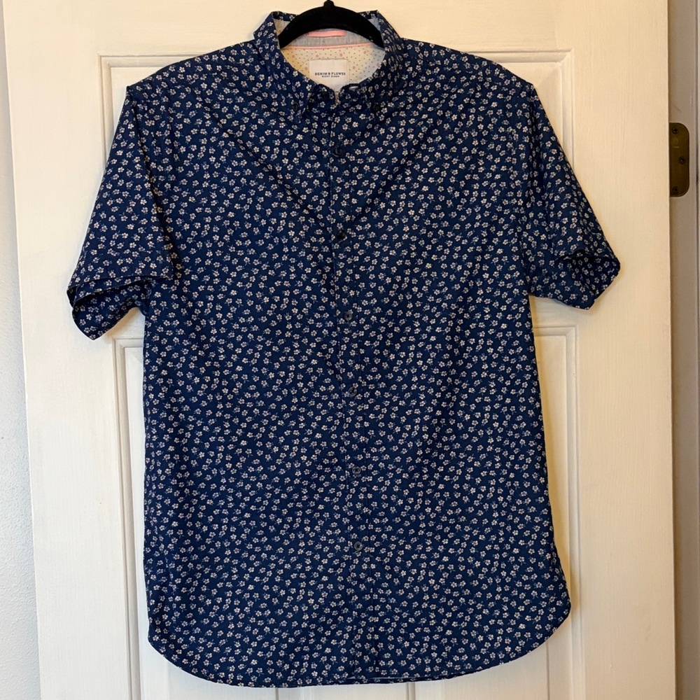 Denim & Flower Navy Floral Button Down Shirt